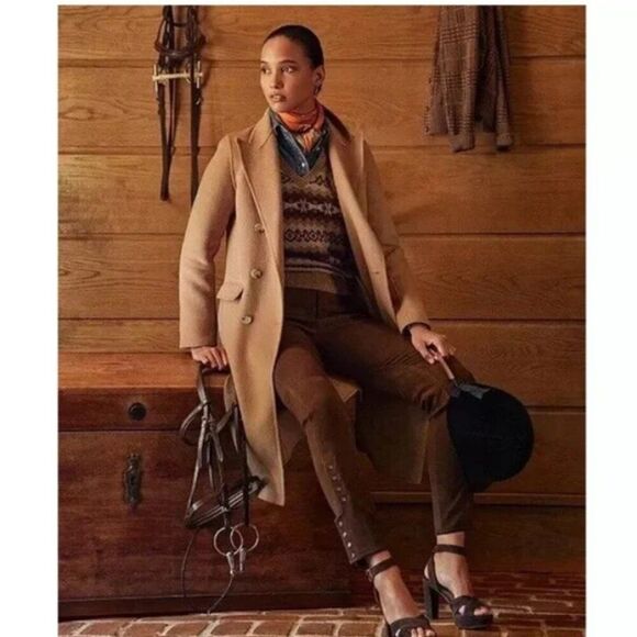 New Lauren Ralph Lauren Straight-Leg Goat Suede Riding Pants in Brown sz 16 - Picture 3 of 16